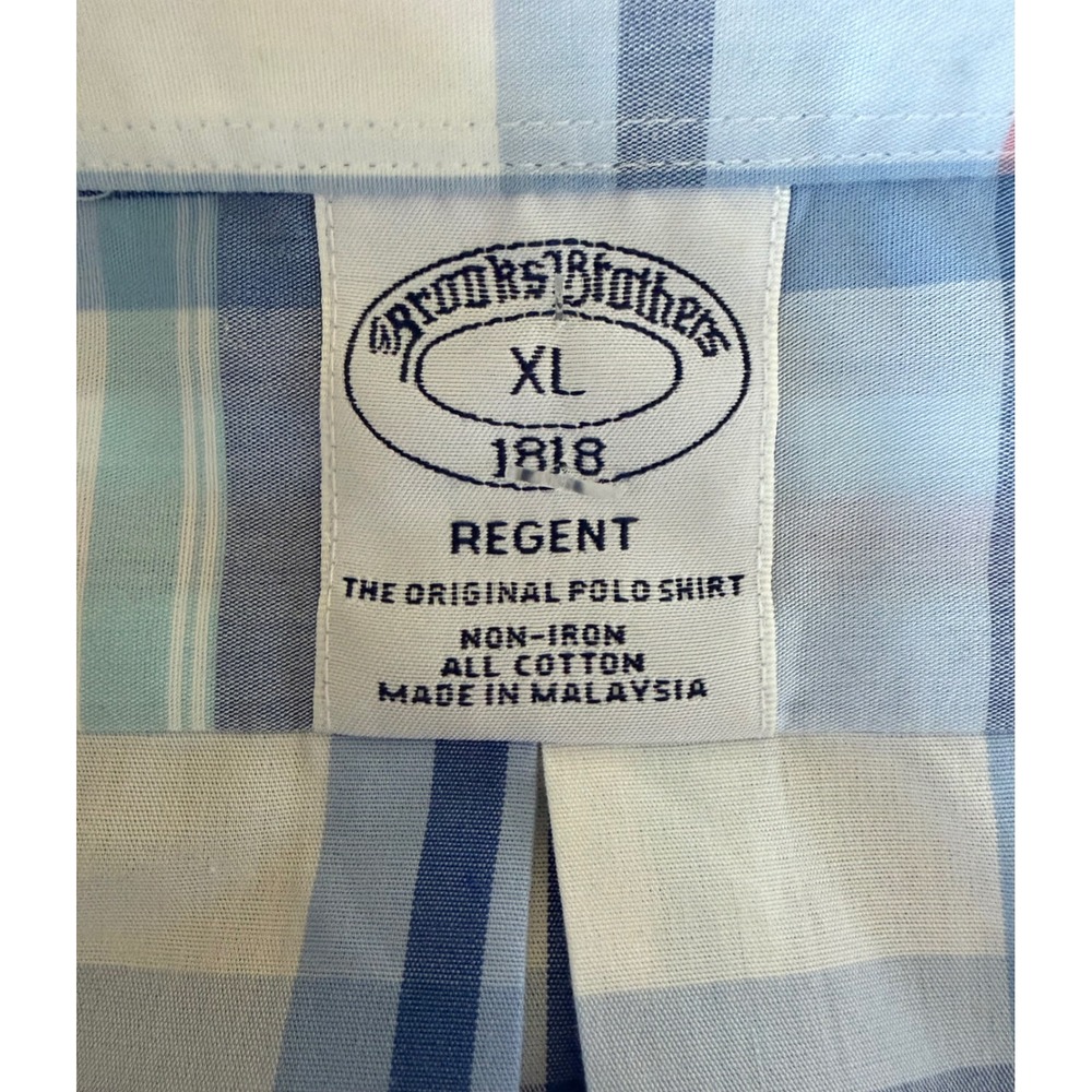 Brooks Brothers Regent Non Iron Shirt Mens XL Blue Pink Plaid Button Down Cotton - Picture 3 of 6